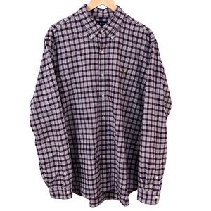 Ralph‎ Lauren Classic Fit Purple White Check Oxford Long Sleeve Pony Shirt XL